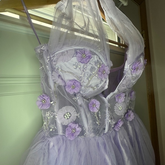 Lavender Halter Prom Dress - Picture 3 of 16
